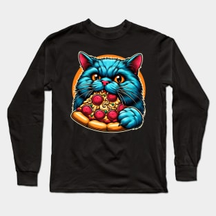 Cute Cat eating Pizza Long Sleeve T-Shirt